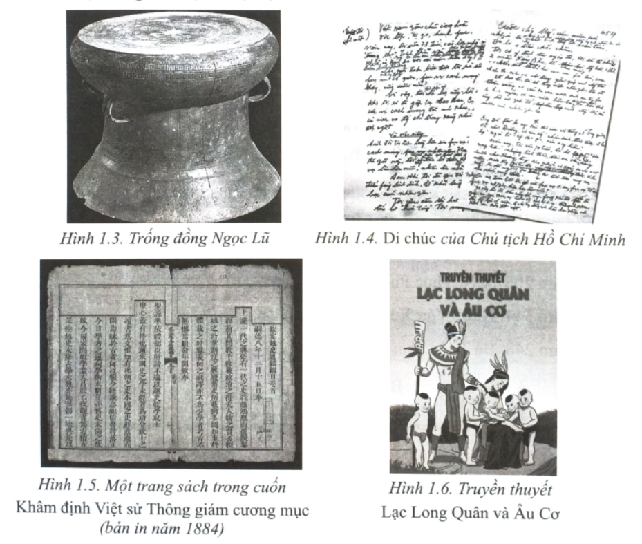 Hãy cho biết các hình ảnh dưới đây thuộc tư liệu lịch sử nào. Nêu ý nghĩa của một trong các loại tư liệu lịch sử đó. (ảnh 1)