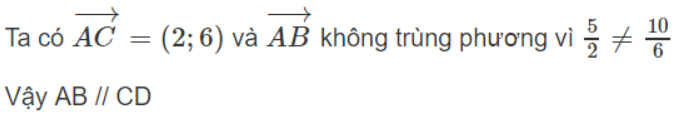  Cho bốn điểm A(-2; -3), B(3; 7), C(0; 3), D(-4; -5) Chứng minh rằng hai đường (ảnh 1)