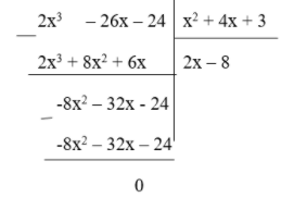 Cho các khẳng định sau:  (I): Phép chia đa thức ( 2 x ^3  – 26x – 24) cho đa thức  x^ 2 (ảnh 1)