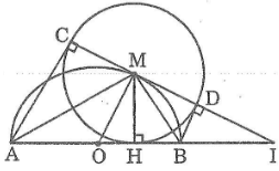 Cho nửa đường tròn tâm O có đường kính AB. Gọi M là điểm bất kì thuộc nửa (ảnh 1)