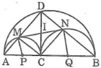 Cho đoạn thẳng AB, điểm C nằm giữa AB. Vẽ về một phía của AB các nửa (ảnh 1)