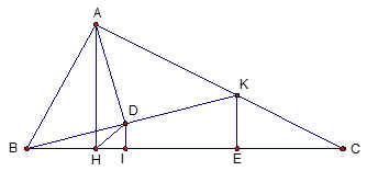 Câu 4: Cho tam giác ABC vuông tại A, đường cao AH. Biết BC = 8cm, BH = 2cm (ảnh 1)