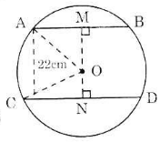 Cho đường tròn tâm O bán kính 25cm, dây AB bằng 40cm. Vẽ dây CD song song với AB  (ảnh 1)
