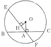 Cho đường tròn (O), điểm A nằm bên trong đường tròn. Vẽ dây BC vuông góc (ảnh 1)