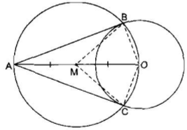 Hãy chứng minh cách dựng trên là đúng MA = MO = MB cùng bằng bán kính đường tròn (ảnh 1)