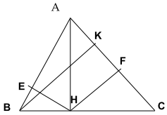 Câu 4: Cho tam giác nhọn ABC, kẻ đường cao AH, BK. Từ H kẻ HE vuông góc (ảnh 1)