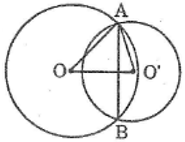 Cho hai đường tròn (O) và (O’) cắt nhau tại A và B như hình bên.  Biết OA (ảnh 1)