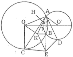 Cho hai đường tròn (O) và (O’) cắt nhau tại A và B. Dây AC của đường tròn (ảnh 1)