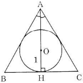Cho tam giác đều ABC ngoại tiếp đường tròn bán kính 1cm. Diện tích của (ảnh 1)