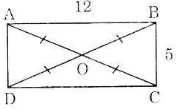Cho hình chữ nhật ABCD có AB = 12cm, BC = 5cm. Chứng minh rằng bốn điểm A, B, C, D (ảnh 1)