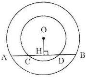 Cho hai đường tròn đồng tâm O. Dãy AB của đường tròn lớn cắt đường tròn (ảnh 1)