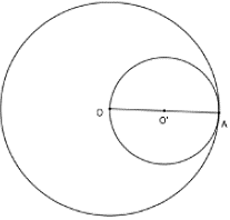 Cho đường tròn (O) bán kính OA và đường tròn (O') đường kính OA. Vị trí (ảnh 1)