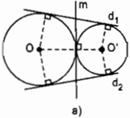 Quan sát các hình 97a, b, c, d trên hình nào có vẽ tiếp tuyến chung của hai (ảnh 1)