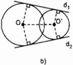 Quan sát các hình 97a, b, c, d trên hình nào có vẽ tiếp tuyến chung của hai (ảnh 2)