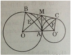 Cho hai đường tròn (O) và (O') tiếp xúc ngoài tại A, BC là tiếp tuyến chung ngoài (ảnh 1)
