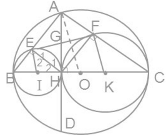 Cho đường tròn (O) có đường kính BC, dây AD vuông góc với BC tại H. Gọi E (ảnh 2)