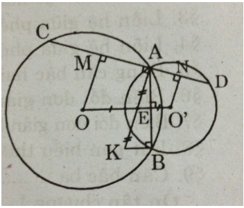Cho hai đường tròn (O; R) và (O'; r) cắt nhau tại A và B (R > r). Gọi I là trung điểm (ảnh 1)
