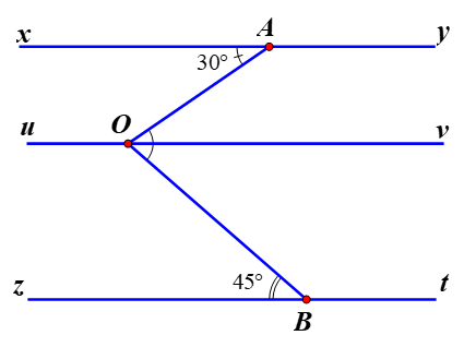 Cho hình vẽ biết đường thẳng xy song song với đường thẳng zt ; (ảnh 1)