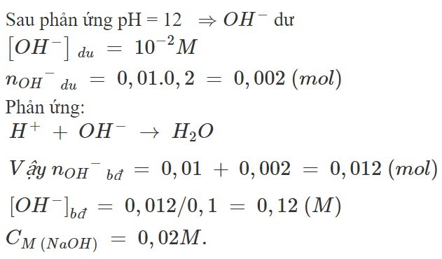 Trộn 100 ml dung dịch HCl có pH = 1 với 100 ml dung dịch gồm KOH 0,1M và NaOH aM (ảnh 1)