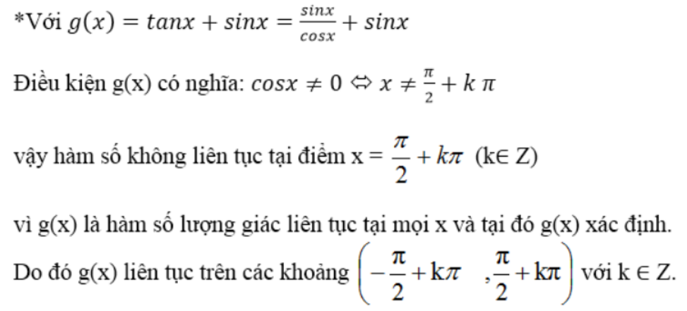 Cho các hàm số f(x) = x + 1 / x^2 + x - 6   và g(x) = tan(x) + sin(x) (ảnh 1)