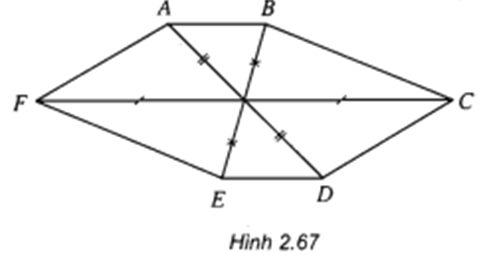 Hình 2.67 có thế là hình chiếu song song của hình lục giác đều được không? Vì sao? (ảnh 1)