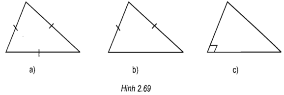 Các hình 2.69a, 2.69c, 2.69c là hình biểu diễn của tam giác nào? Hình 2.69a là hình (ảnh 1)