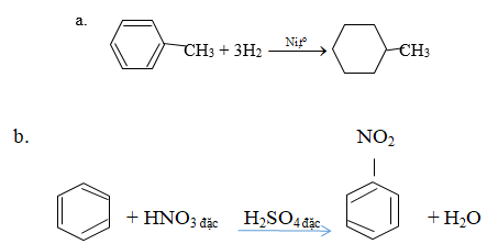 Viết phương trình hoá học của các phản ứng xảy ra trong mỗi trường hợp sau:  a. Toluen tác dụng . (ảnh 1)