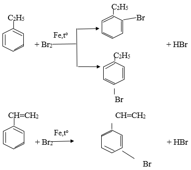 So sánh tính chất hoá học của etylbenzen với stiren, viết phương trình hoá học của phản ứng để minh hoạ. (ảnh 1)