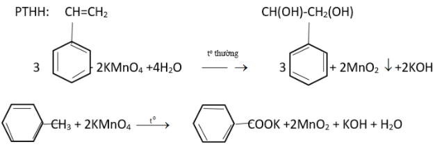 Trình bày phương pháp hoá học phân biệt 3 chất lỏng sau: toluen, benzen, stiren. Viết phương trình hoá học của các phản ứng hoá học đã dùng. (ảnh 1)
