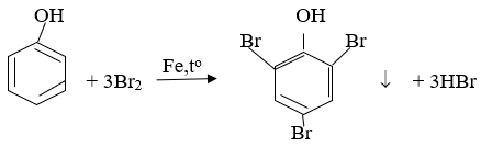 Cho từ từ phenol vào nước brom; stiren vào dung dịch brom trong CCl4. Nêu hiện tượng và viết các phương trình hóa học. (ảnh 1)