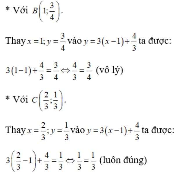 Đồ thị hàm số y=3(x-1)+4/3 đi qua (ảnh 2)