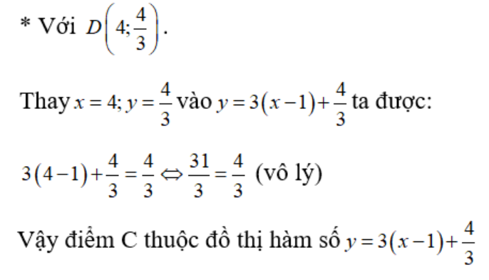 Đồ thị hàm số y=3(x-1)+4/3 đi qua (ảnh 3)