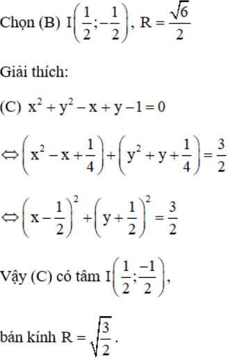 Bài 15 (trang 96 SGK Hình học 10): Đường tròn (C): x2 + y2 – x + y – 1 = 0 (ảnh 1)