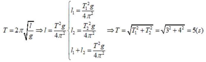 Một con lắc đơn có độ dài l1 dao động với chu kì T1 = 4s (ảnh 1)