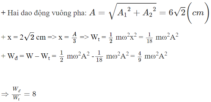Một vật có khối lượng m = 200g, thực hiện đồng thời hai A (ảnh 1)