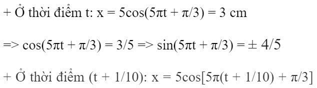 Một vật dao động điều hoà với phương trình x = 5cos(5 pit (ảnh 1)