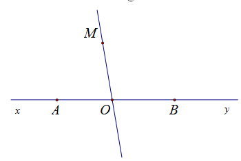 Vẽ đường thẳng xy . Lấy điểm O nằm trên đường thẳng xy (ảnh 1)