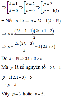 a) Tìm số nguyên tố p  biết p+1  là tổng của n  số nguyên dương đầu tiên,  (ảnh 1)