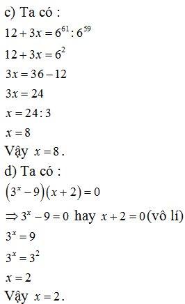Tìm   biết: a) (X-9)+43=73 .	b)12-3X=61^61 chia6^59  . (ảnh 1)