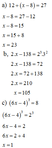 Tìm số tự nhiên x biết:  a,12+(-8)=27 (ảnh 1)