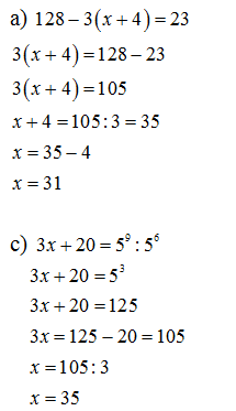 Tìm x : a)128-3(x+4)=32 b)   c5^x-2=26  (ảnh 1)