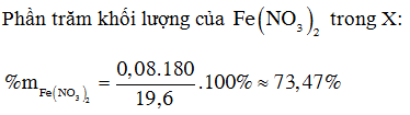 Cho m gam hỗn hợp X gồm Fe, Fe3O4 và Fe(NO3)2 tan hết trong 320 ml (ảnh 1)
