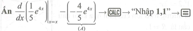 Đạo hàm của hàm số y=1/5 e^4x là (ảnh 1)