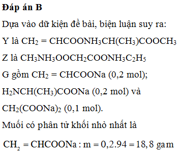 Cho hỗn hợp X chứa 0,2 mol Y (C7H13O4N) và 0,1 mol chất Z (C6H16O4N2) (ảnh 1)