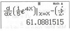 Đạo hàm của hàm số y=1/5 e^4x là (ảnh 1)