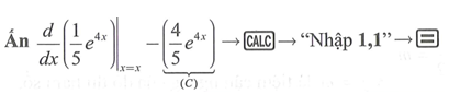 Đạo hàm của hàm số y=1/5 e^4x là (ảnh 1)