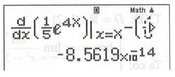 Đạo hàm của hàm số y=1/5 e^4x là (ảnh 1)