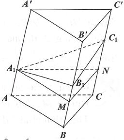 Cho hình lăng trụ tam giác ABC.A'B'C' có thể tích là V và độ dài cạnh bên là AA'=6 (ảnh 1)