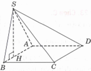 Cho hình chóp S.ABCD có đáy ABCD là hình vuông cạnh a. Tam giác SAB vuông tại S (ảnh 1)