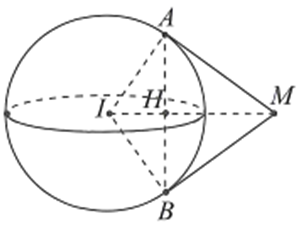 Trong không gian với hệ tọa độ Oxyz, cho mặt cầu (S): (x-1)^2+(y-1)^2+z^2=4 và một điểm M (2;3;1) (ảnh 1)